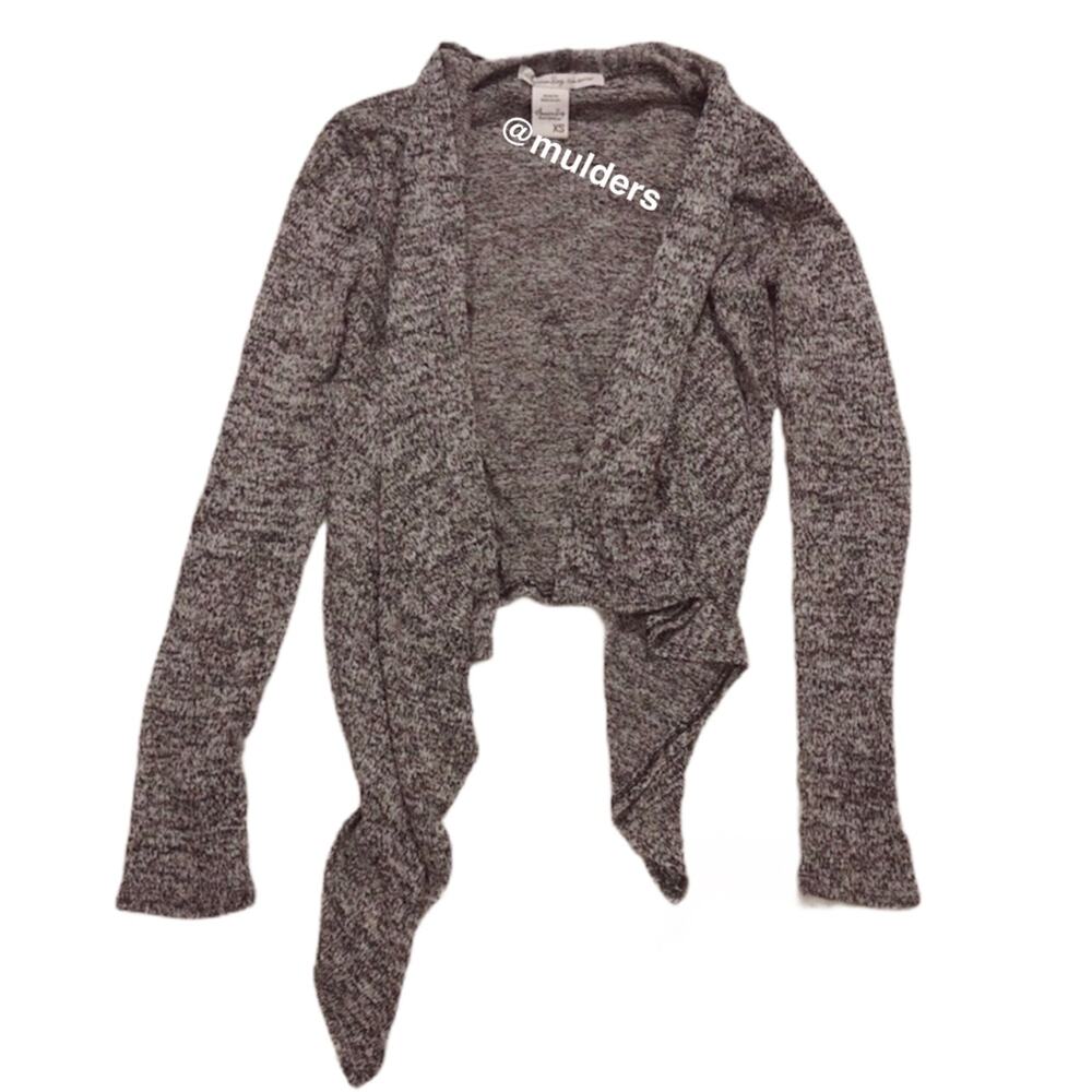 American Rag marled gray flowy long sleeve waterfall knit cardigan sweater xs